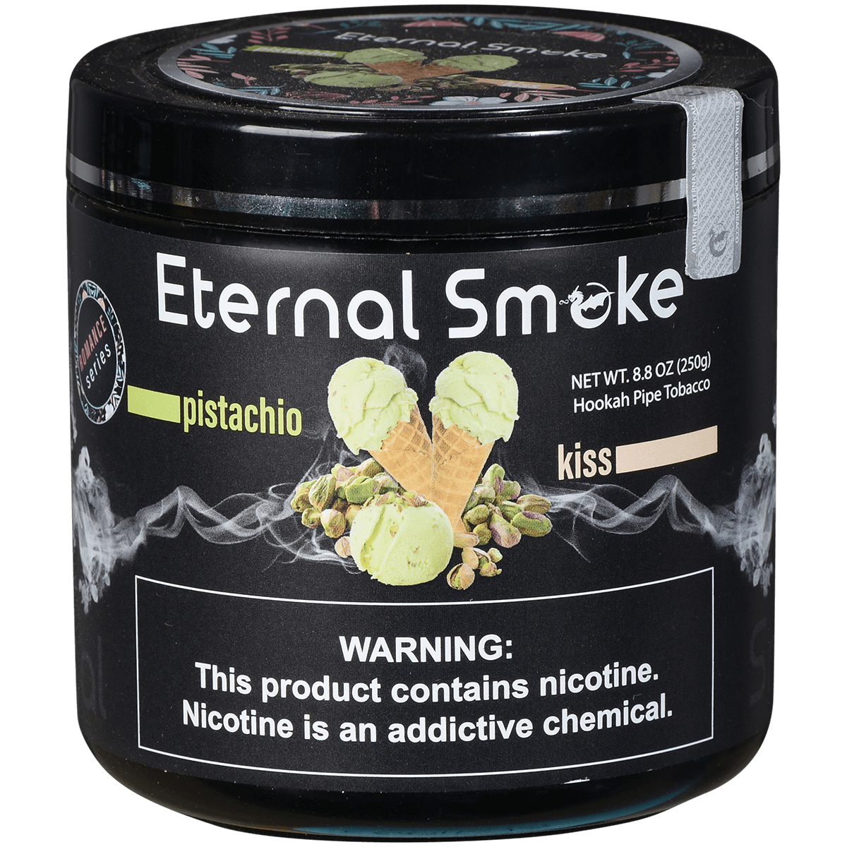 Eternal Smoke Hookah Tobacco Pistachio Kiss 250 Gram Jar