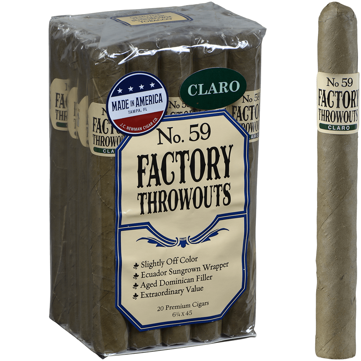 Factory Throwouts No 59 Claro 20 Ct. Bundle 6.25X45