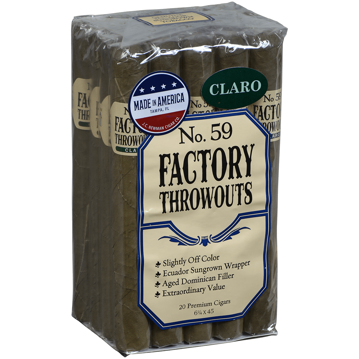 Factory Throwouts No 59 Claro 20 Ct. Bundle 6.25X45