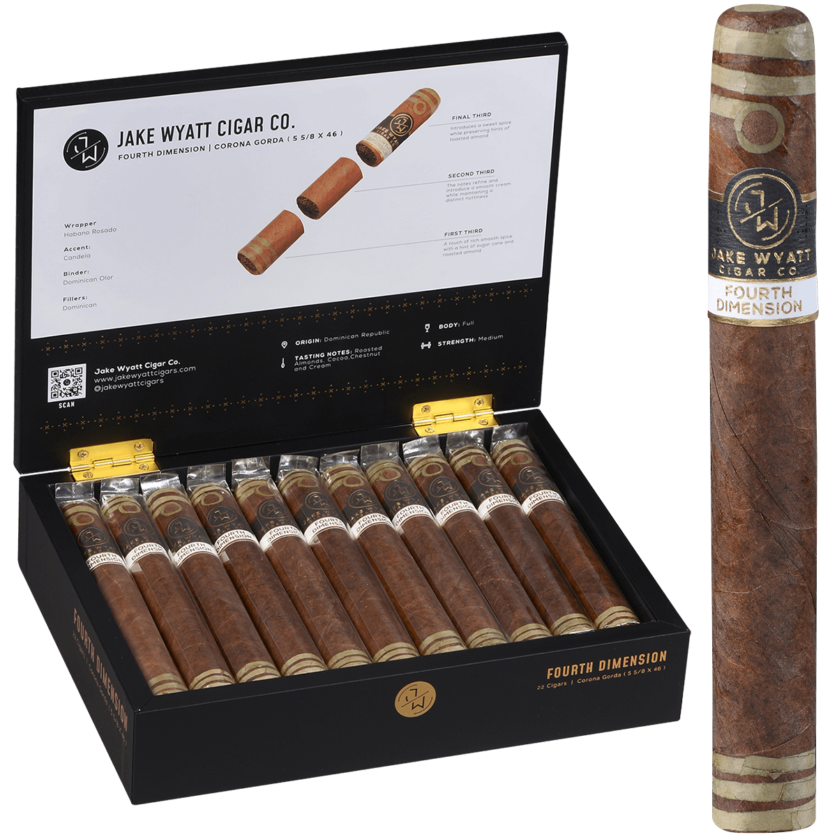 Jake Wyatt Gourmet Collection Fourth Dimension Corona Gorda Habano 22 Ct. Box 5.63X46