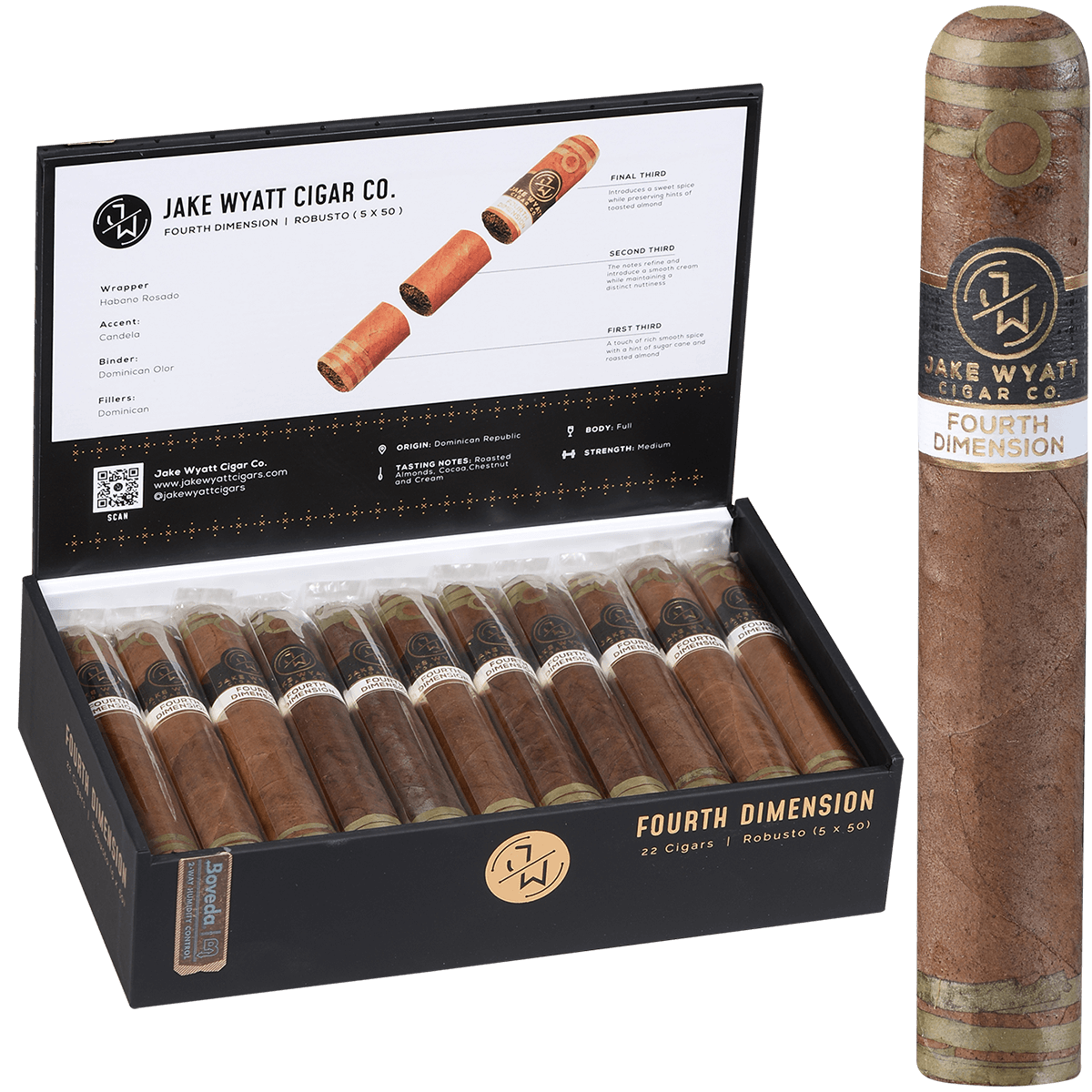 Jake Wyatt Gourmet Collection Fourth Dimension Robusto Habano 22 Ct. Box 5.00X50