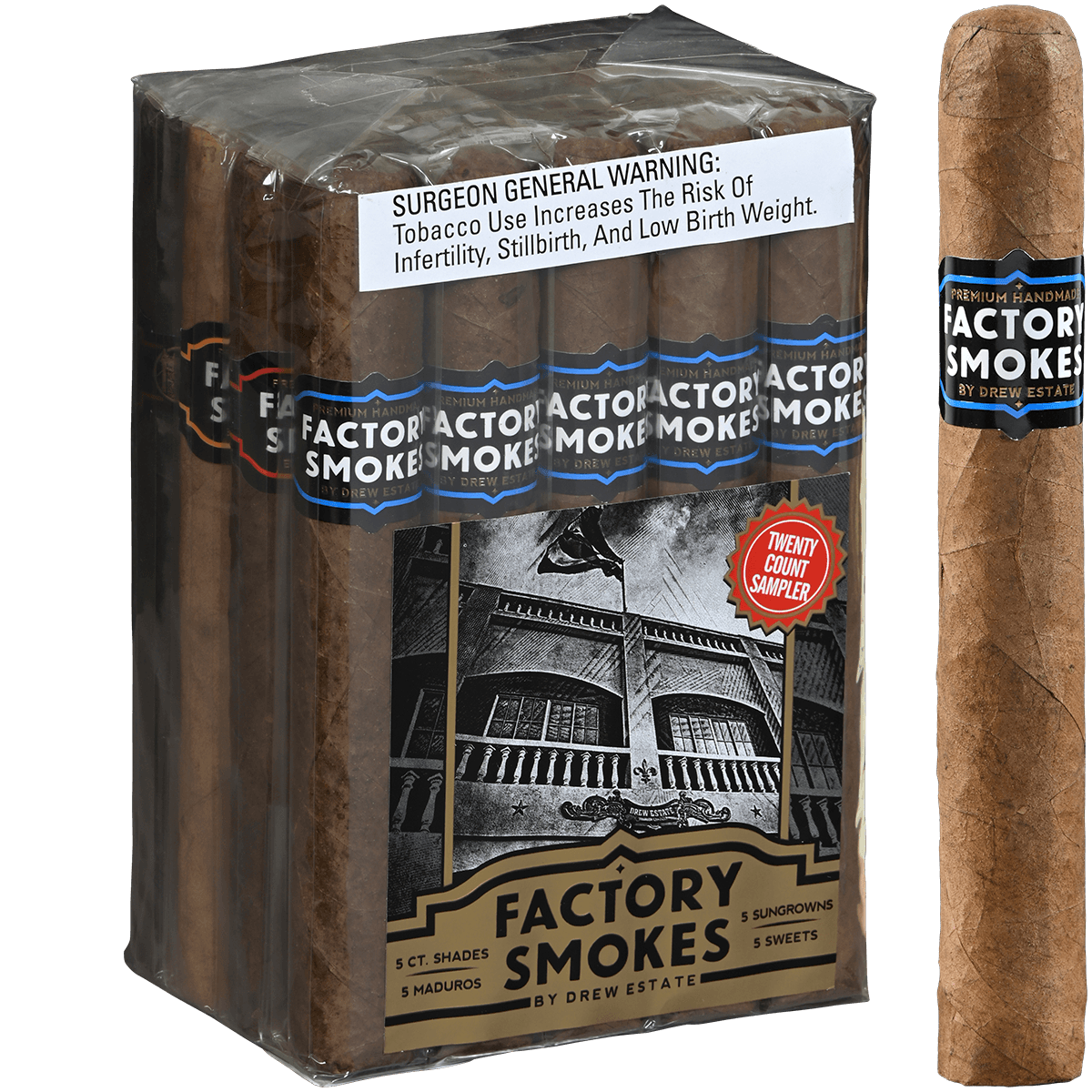 Factory Smokes Toro Sampler 20Ct Bundle 6X52 And 6X54 Sweet, Ct Shade, Sungrn, Maduro