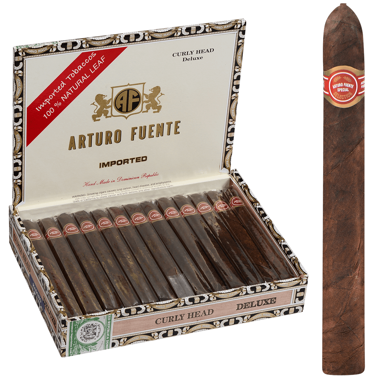 Arturo Fuente Curly Head Deluxe Maduro 25 Ct. Box 6.50X43