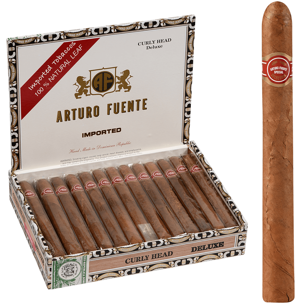 Arturo Fuente Curly Head Deluxe Natural 25 Ct. Box 6.50X43