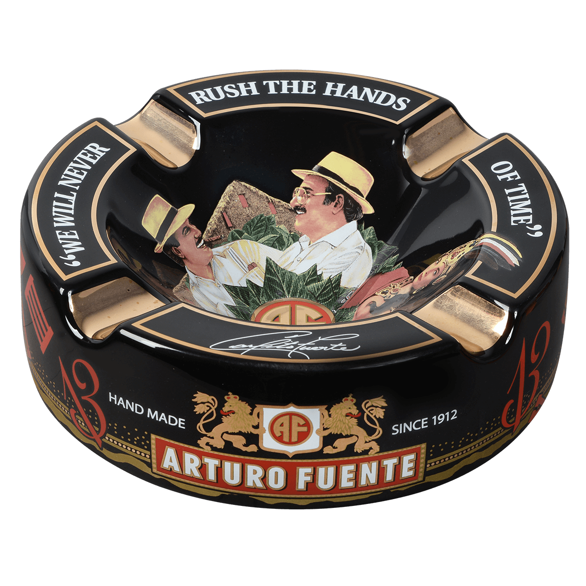 Arturo Fuente Ashtray Rnd Dec Ceramic Hands Of Time Black