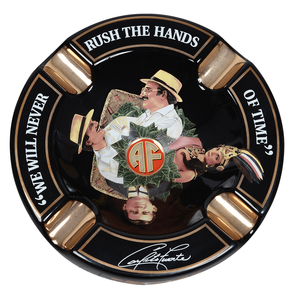 Arturo Fuente Ashtray Rnd Dec Ceramic Hands Of Time Black