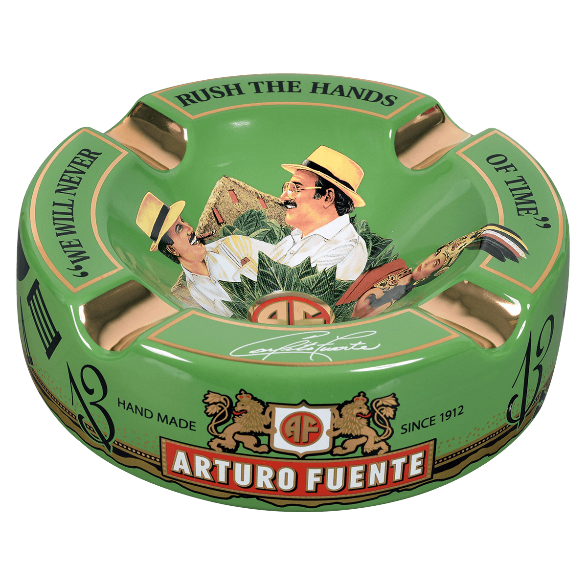 Arturo Fuente Ashtray Rnd Dec Ceramic Hands Of Time Green