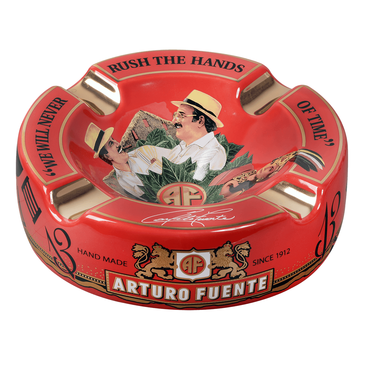 Arturo Fuente Ashtray Rnd Dec Ceramic Hands Of Time Red