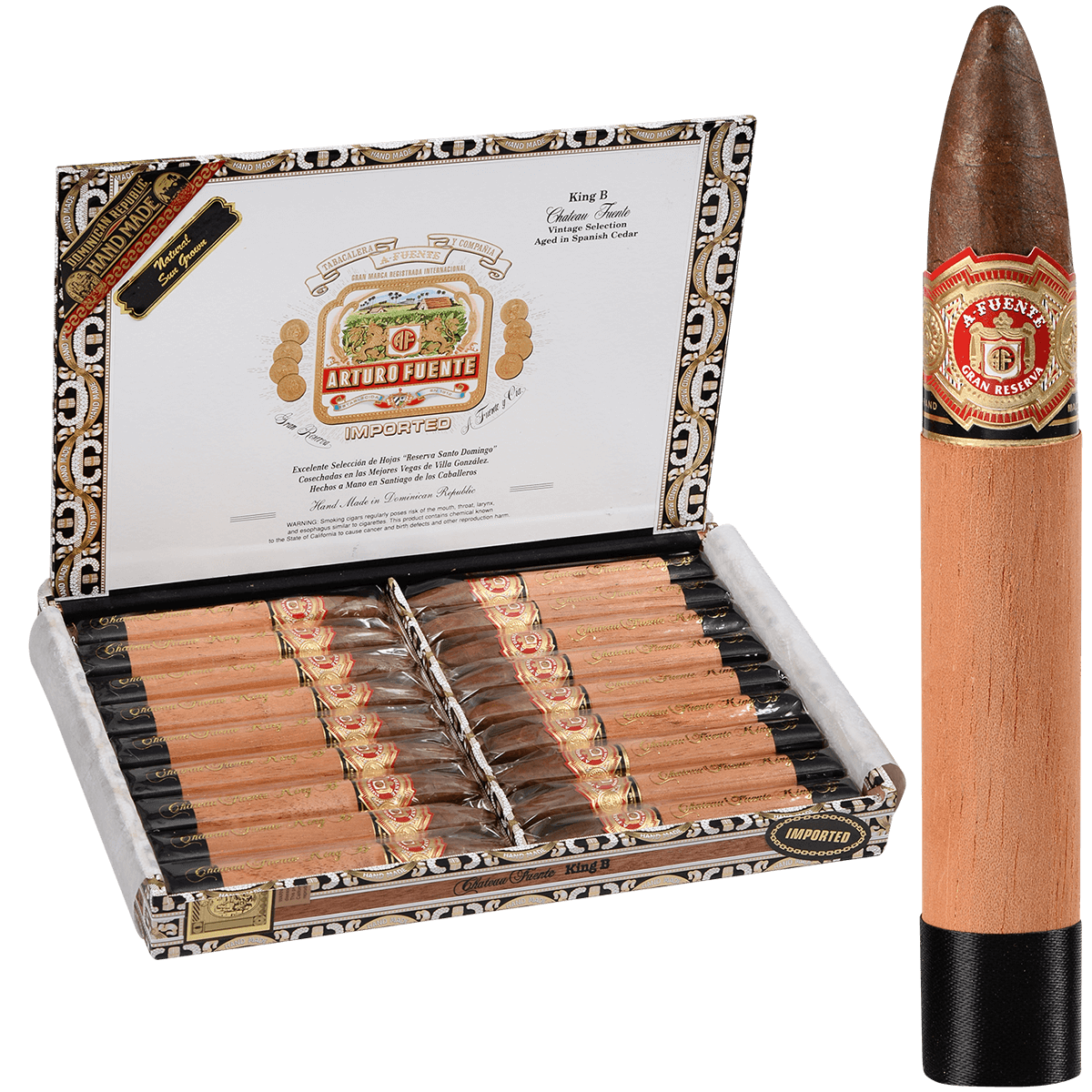 Arturo Fuente Chateau King B Rosado Sun Grown 18 Ct. Box 6.50X55