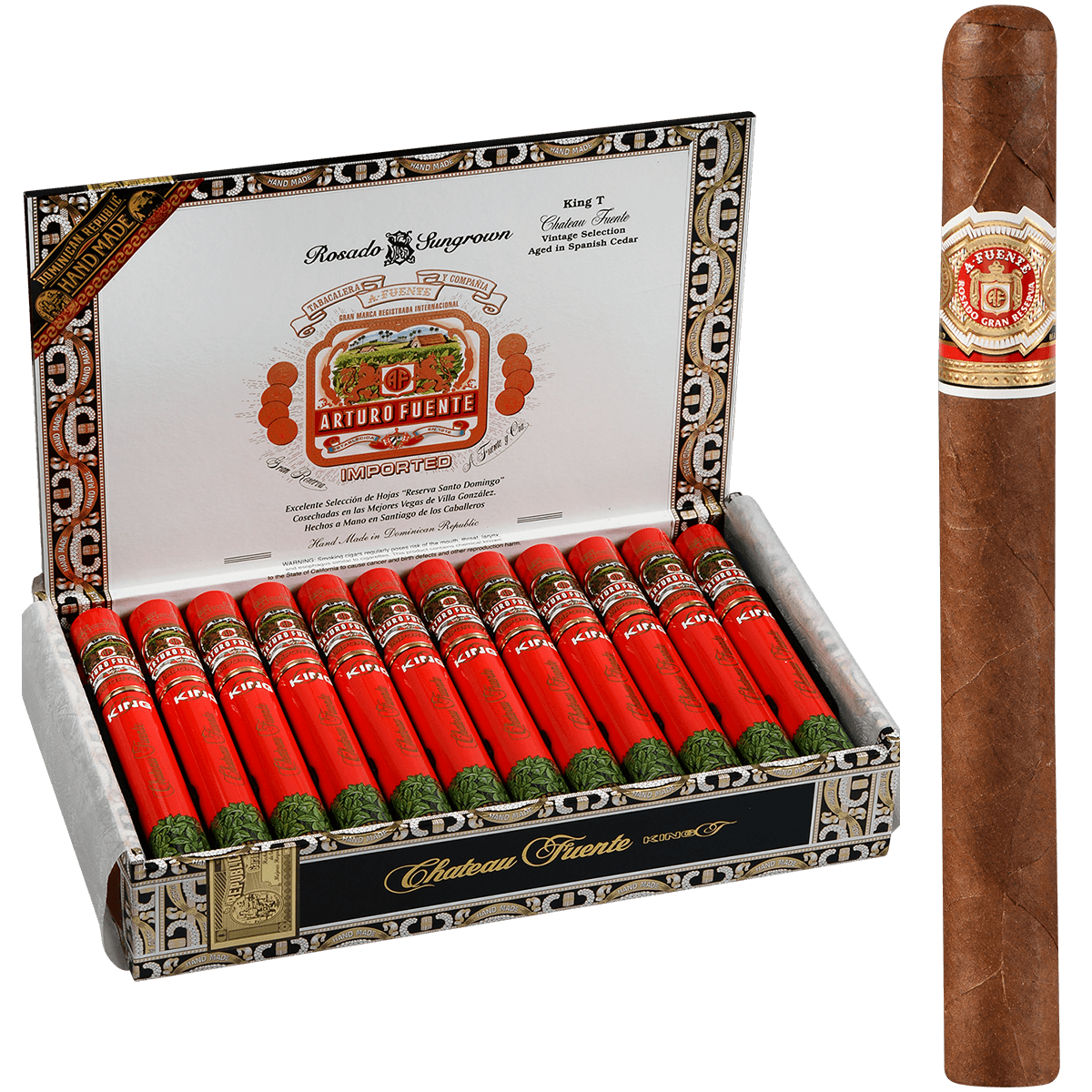 Arturo Fuente Chateau King T Rosado Sun Grown Aluminum Tubes 24 Ct. 7.00X49
