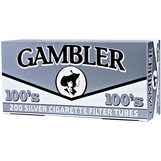 Cigarette Filter Tubes Gambler 100Mm Silver 5-200 Ct. Boxes