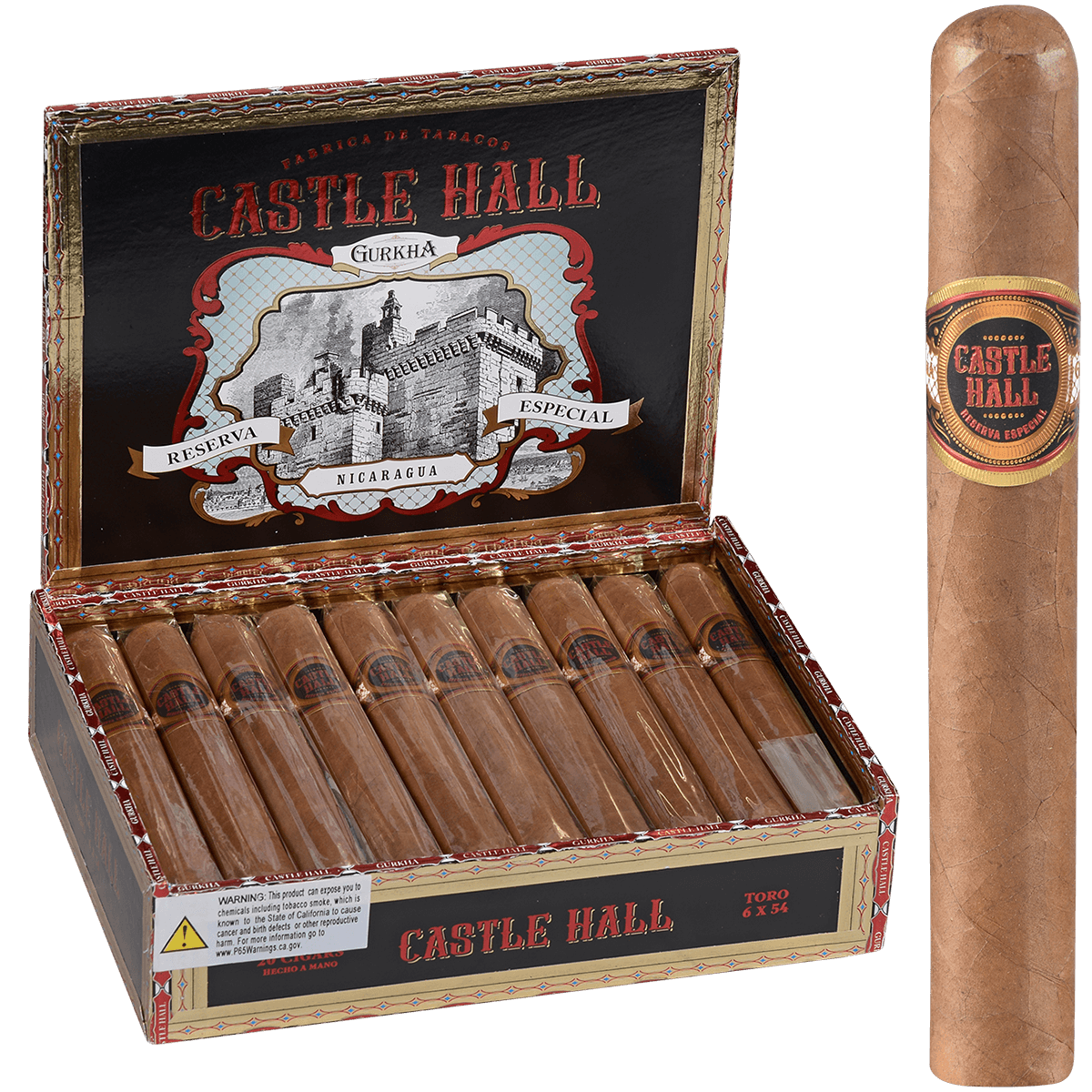Gurkha Castle Hall Nicaragua Toro 20 Ct Box 6X54