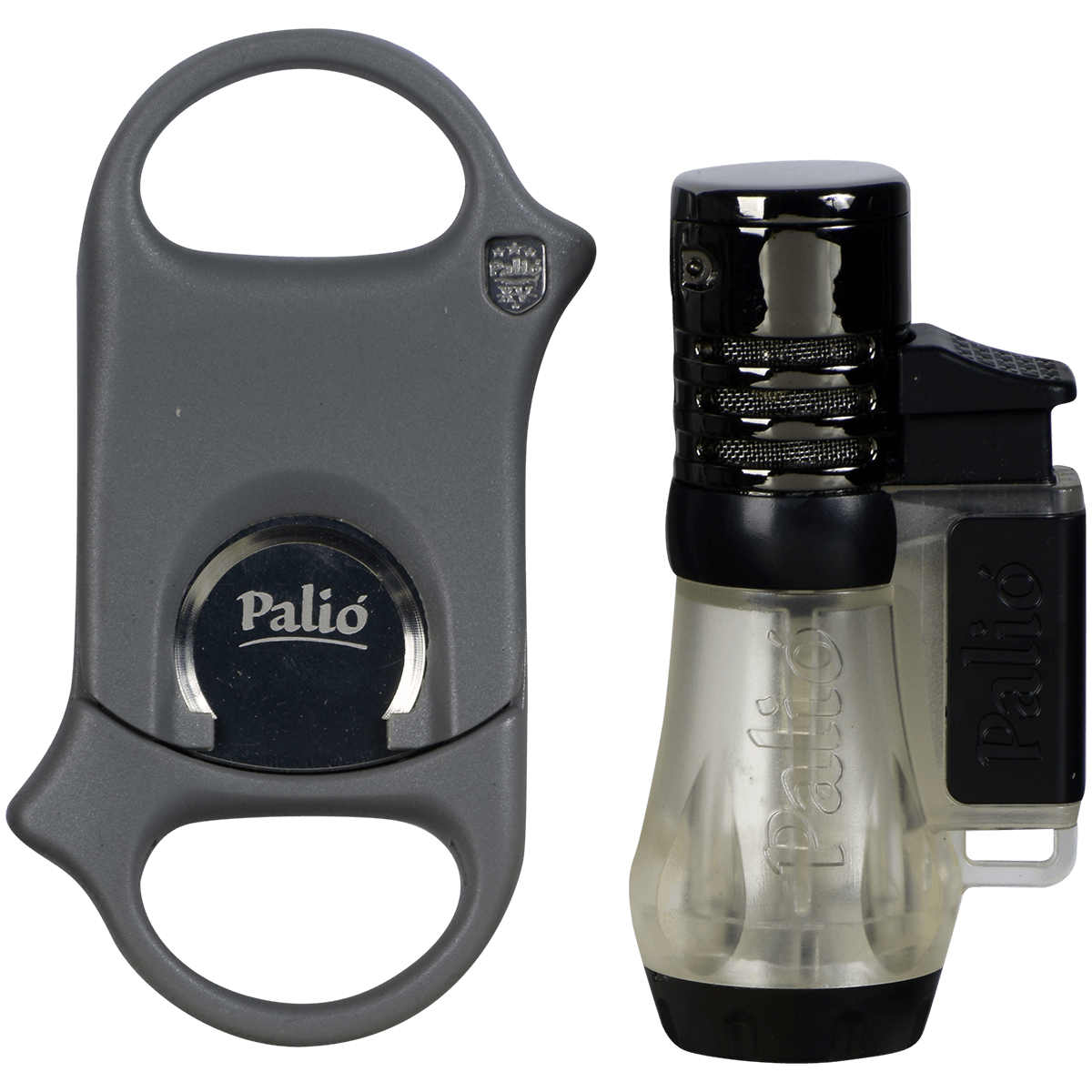 5Ct Cigar Caddy Gift Set Gray W Palio Lighter And Palio Cutter