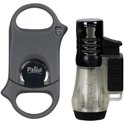 5Ct Cigar Caddy Gift Set Gray W Palio Lighter And Palio Cutter