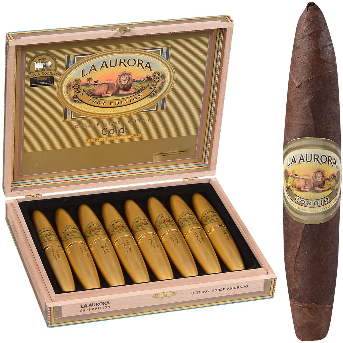 La Aurora Preferidos Gold Tube 8Ct Box 5X54