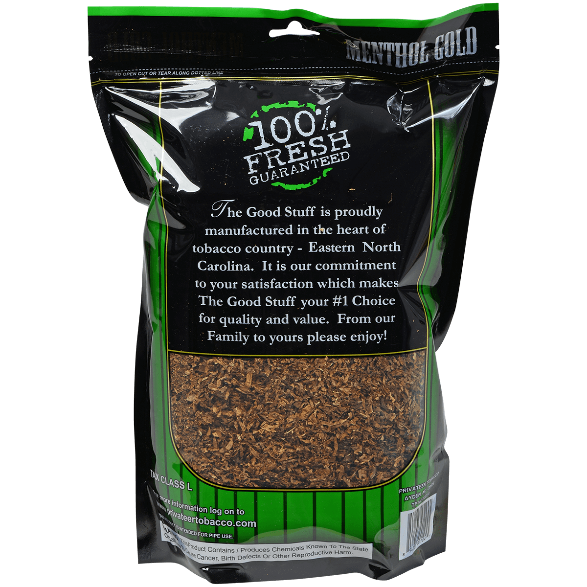 The Good Stuff Pipe Tobacco Menthol Gold 1 Lb. Bag