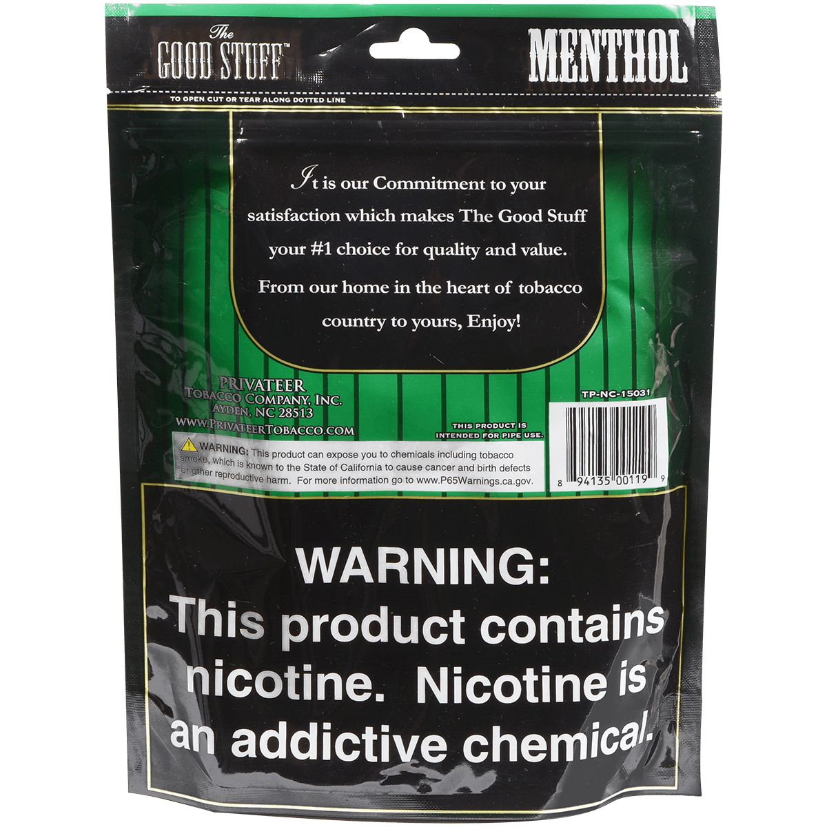 The Good Stuff Pipe Tobacco Menthol 6 Oz. Bag