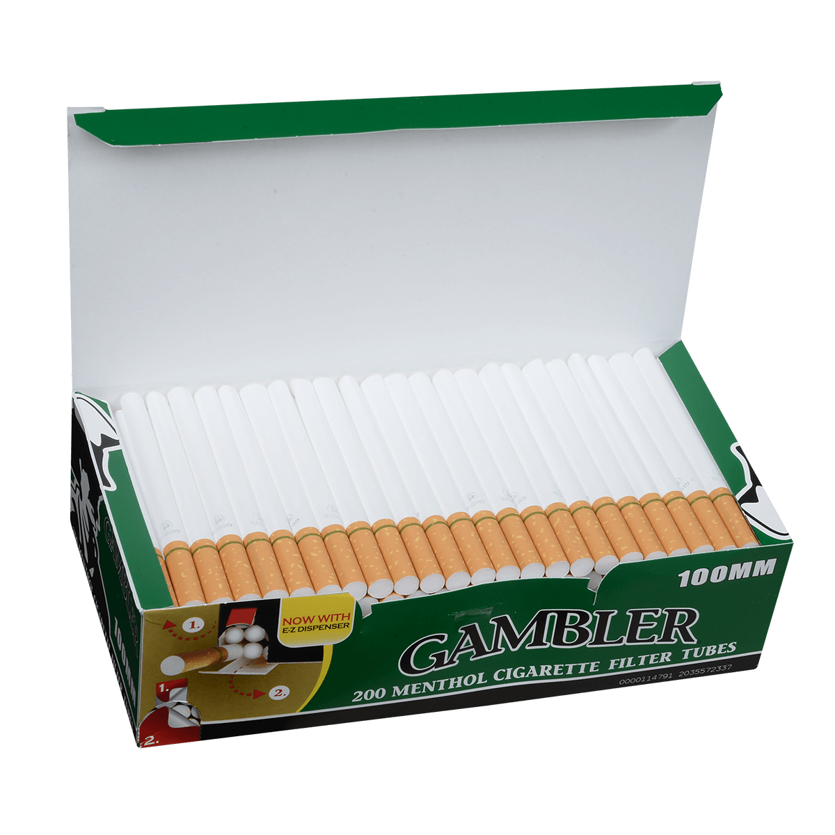 Cigarette Tubes Gambler Tube Cut 100Mm Menthol 5-200 Ct. Boxes