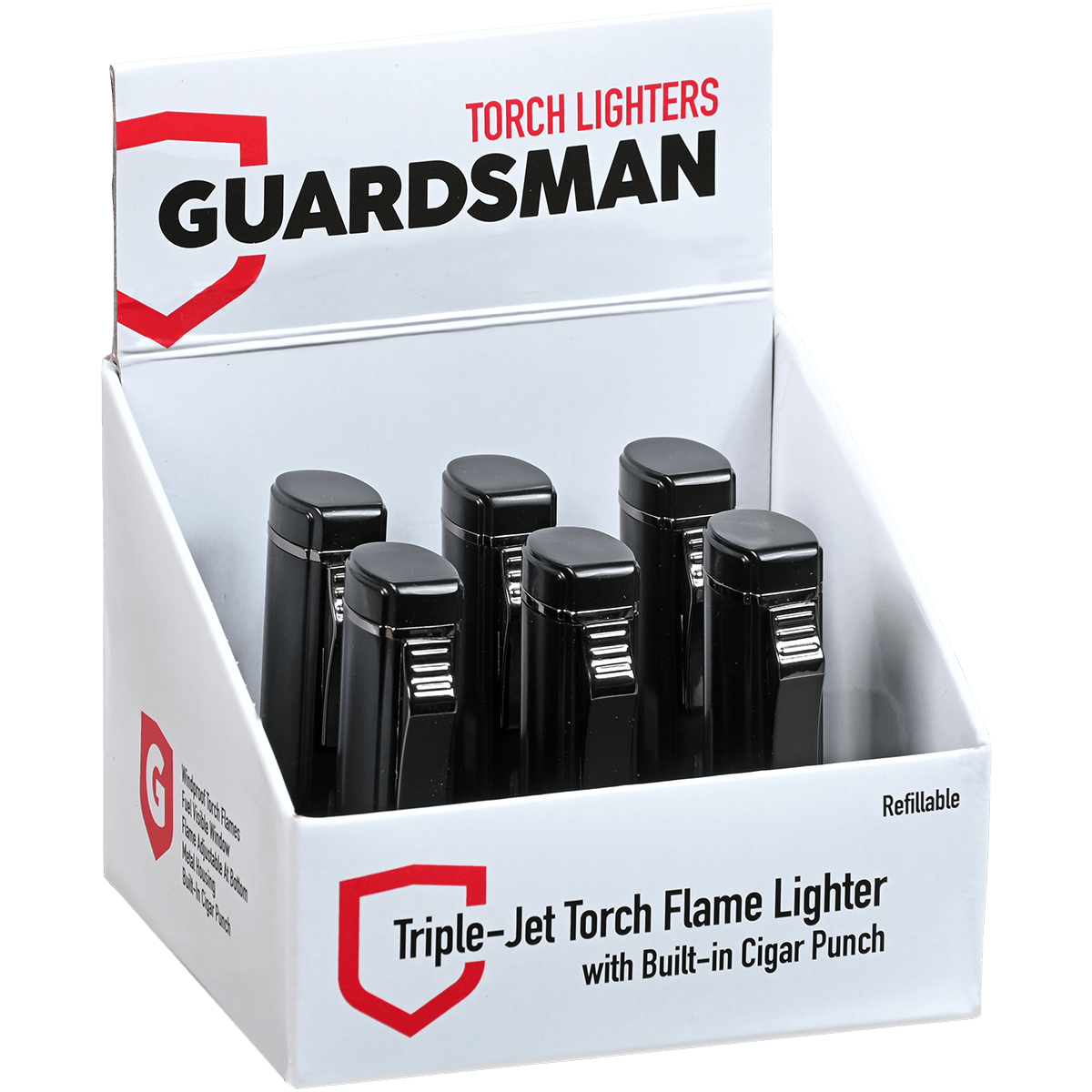 Guardsman Triple Torch Lighter With Cigar Punch 6Ct.