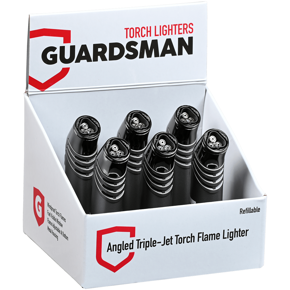 Guardsman Angeledtriple Torch Lighter Gun Metal Gray 6Ct.