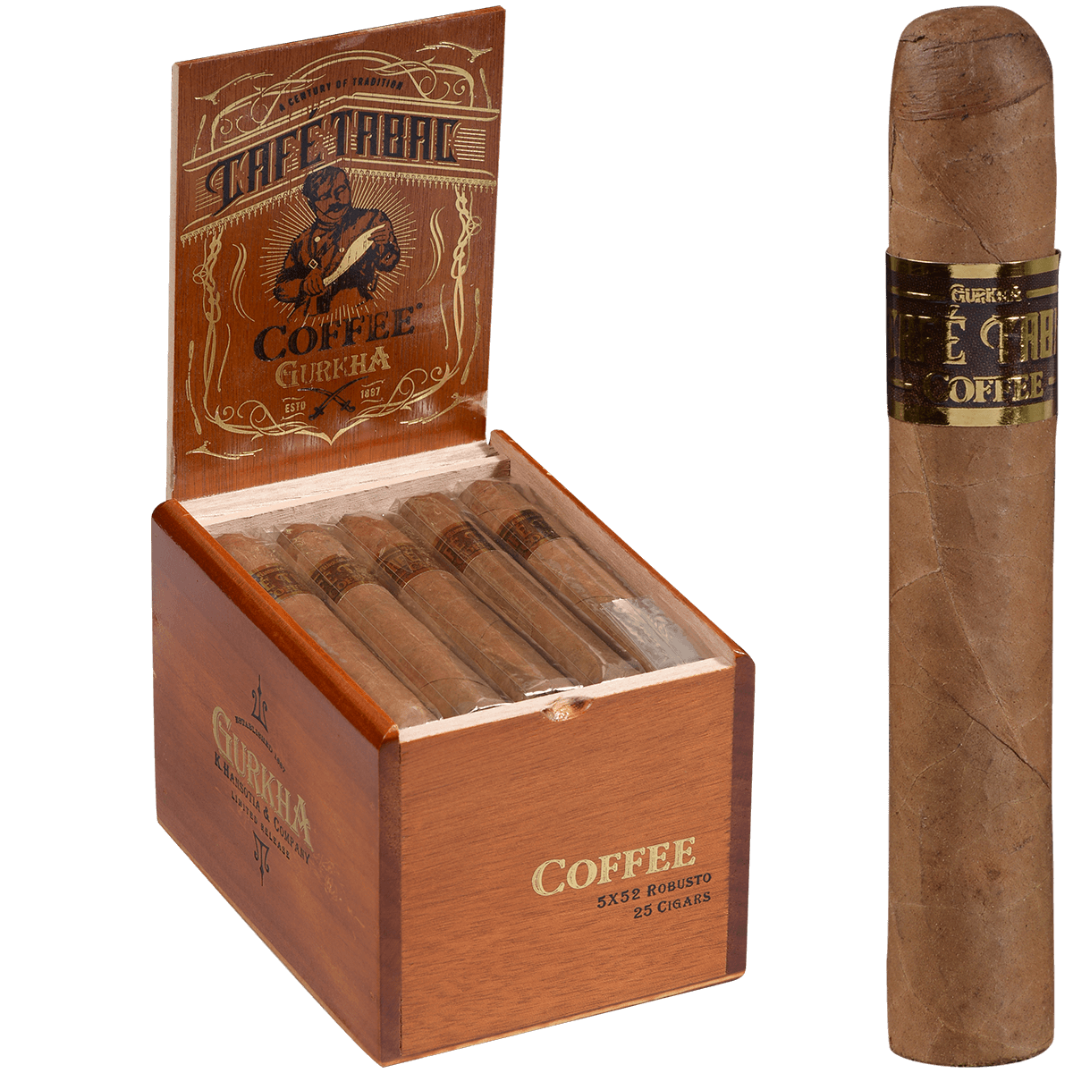 Gurkha Café Tabac Classic Coffee 25 Ct. Box 5X52