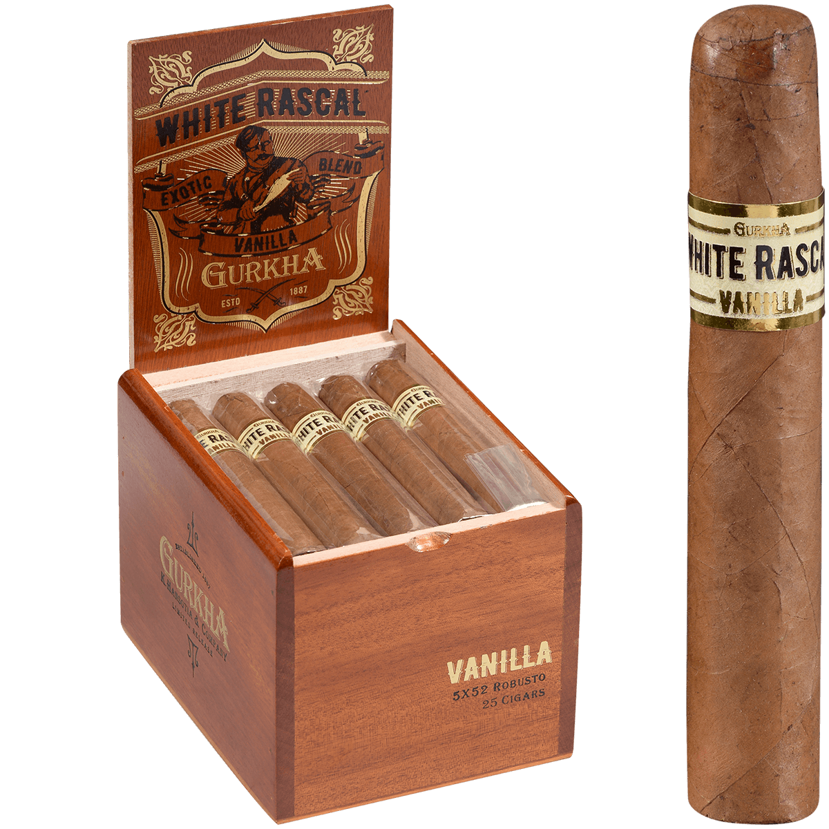 Gurkha Café Tabac White Rascal Vanilla 25Ct. Box 5X52