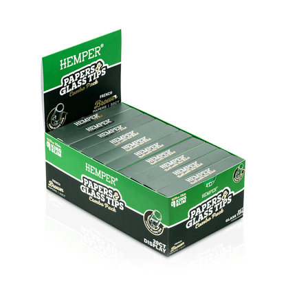 HEMPER KING SIZE NATURAL BROWN PAPER BOOKLET PLUS 8 10MM GLASS TIPS 20/32 CT. DISPLAY