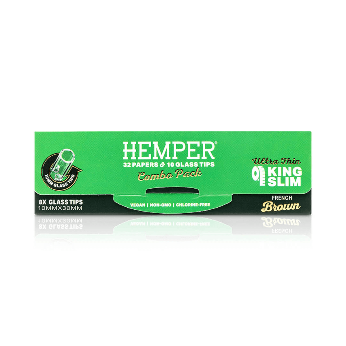 HEMPER KING SIZE NATURAL BROWN PAPER BOOKLET PLUS 8 10MM GLASS TIPS 20/32 CT. DISPLAY