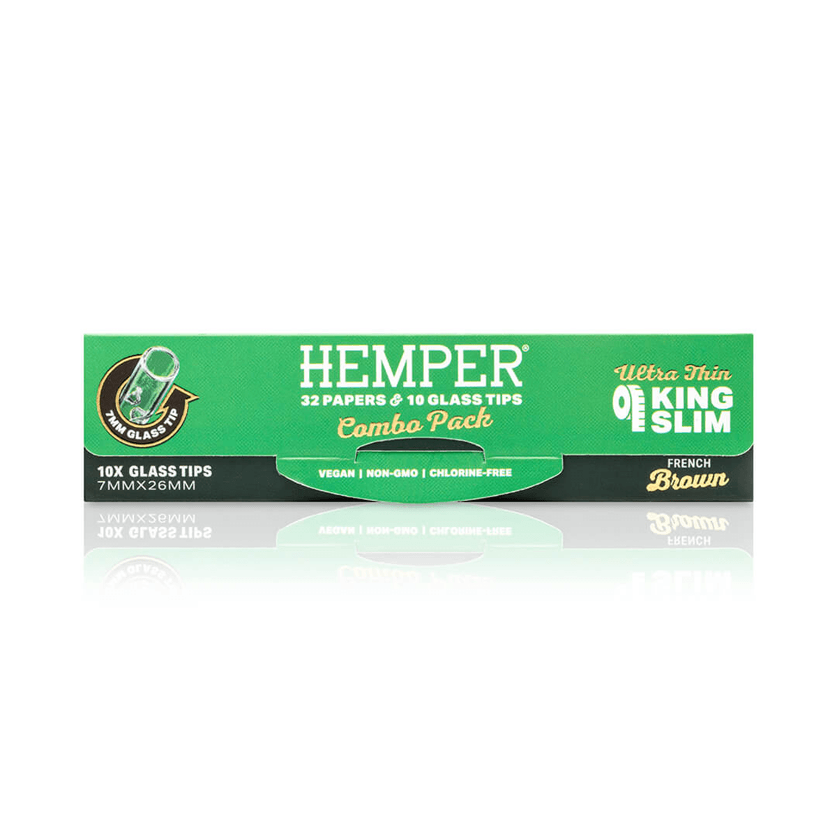 HEMPER KING SIZE NATURAL BROWN PAPER BOOKLET PLUS 10 7MM GLASS TIPS 20/32 CT. DISPLAY