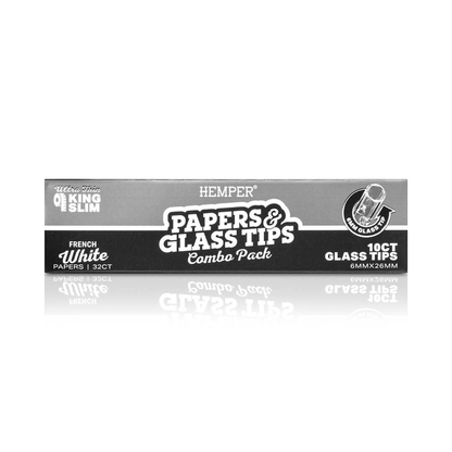 HEMPER KING SIZE CLASSIC WHITE PAPER BOOKLET PLUS 10 6MM GLASS TIPS 20/32 CT. DISPLAY