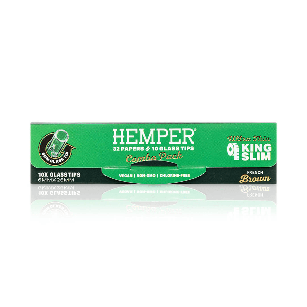 HEMPER KING SIZE NATURAL BROWN PAPER BOOKLET PLUS 10 6MM GLASS TIPS 20/32 CT. DISPLAY