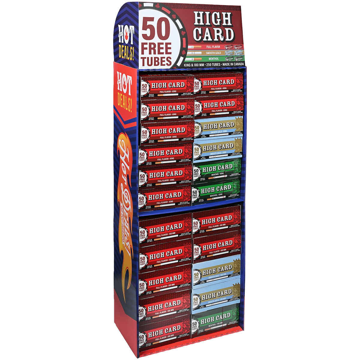 HIGH CARD TUBE FLOOR SHIPPER 66/250 CT. DISPLAY