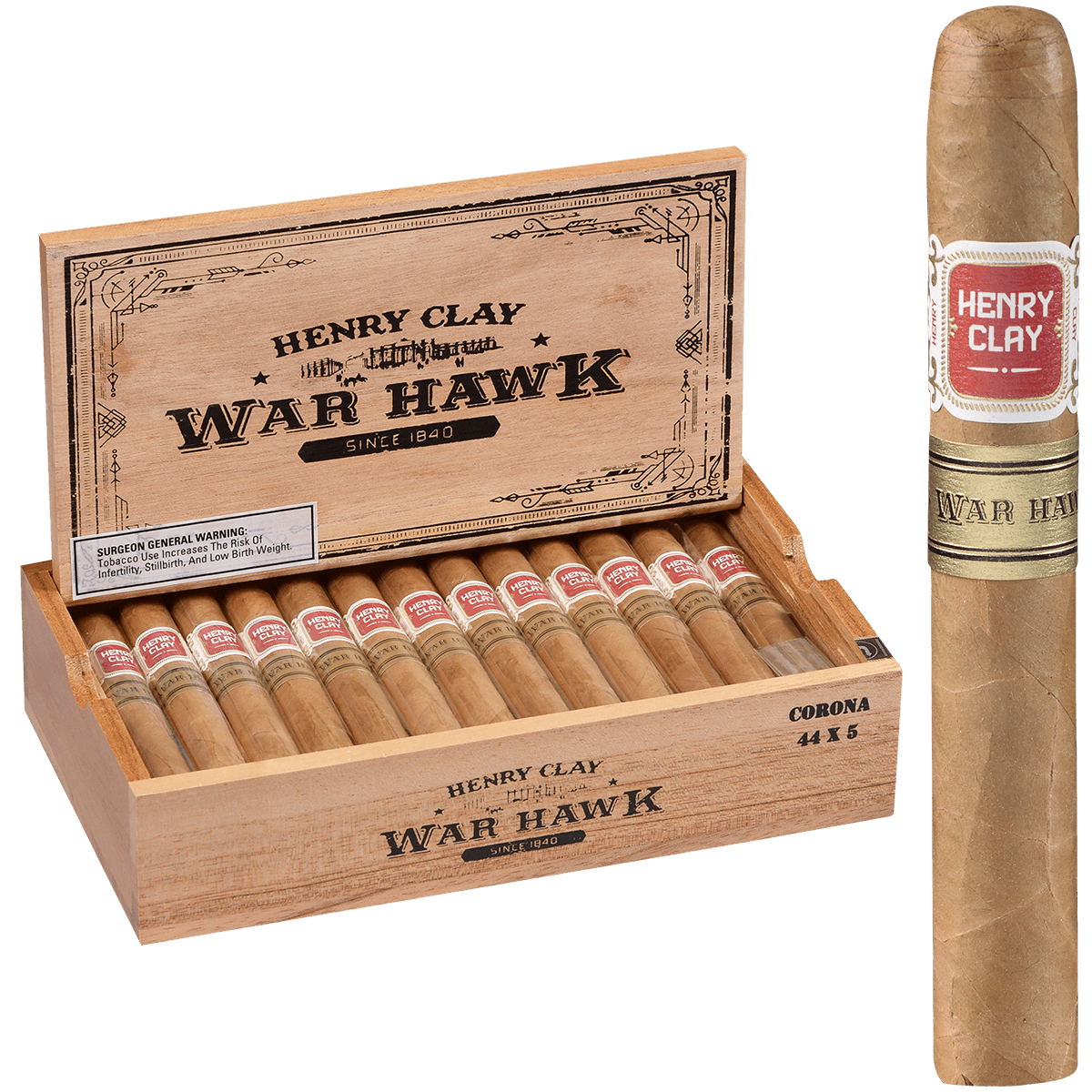 Henry Clay War Hawk Corona 25 Ct. Box 5.00X44