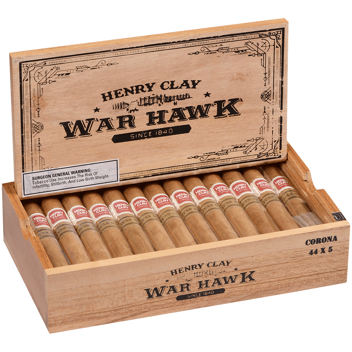 Henry Clay War Hawk Corona 25 Ct. Box 5.00X44