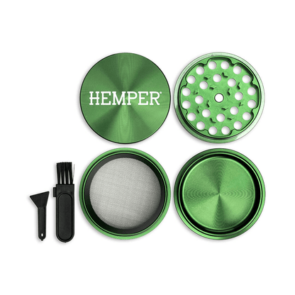 Hemper Anodized Aluminum Herb Grinder Green 4 Piece 2.2" Large