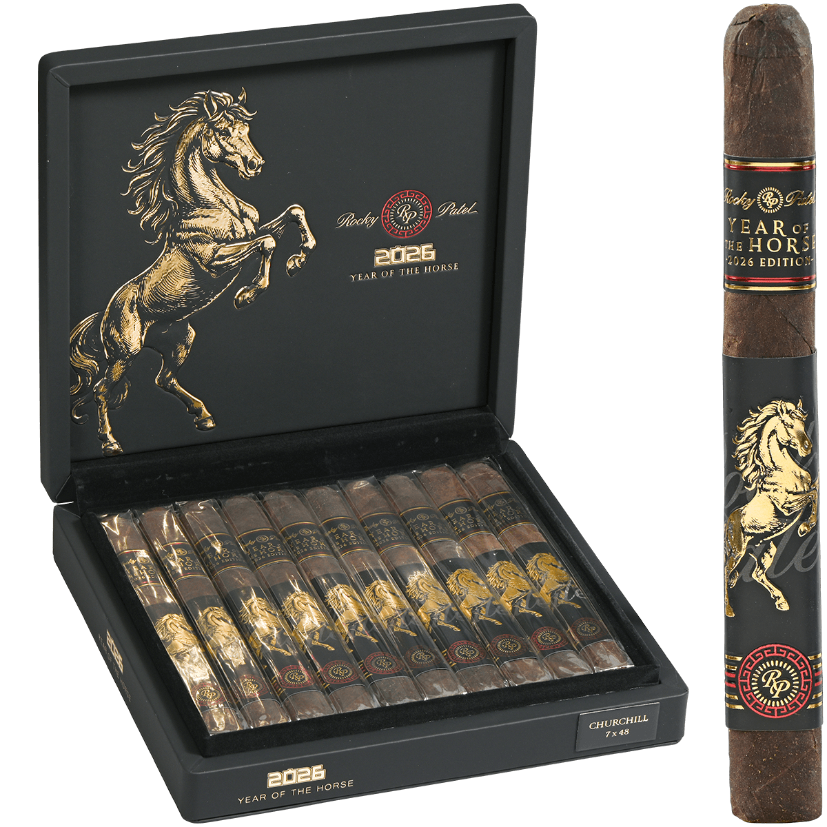 Limited Edition Rocky Patel Year Of The Horse 10Ct Box 7X48 Churchill