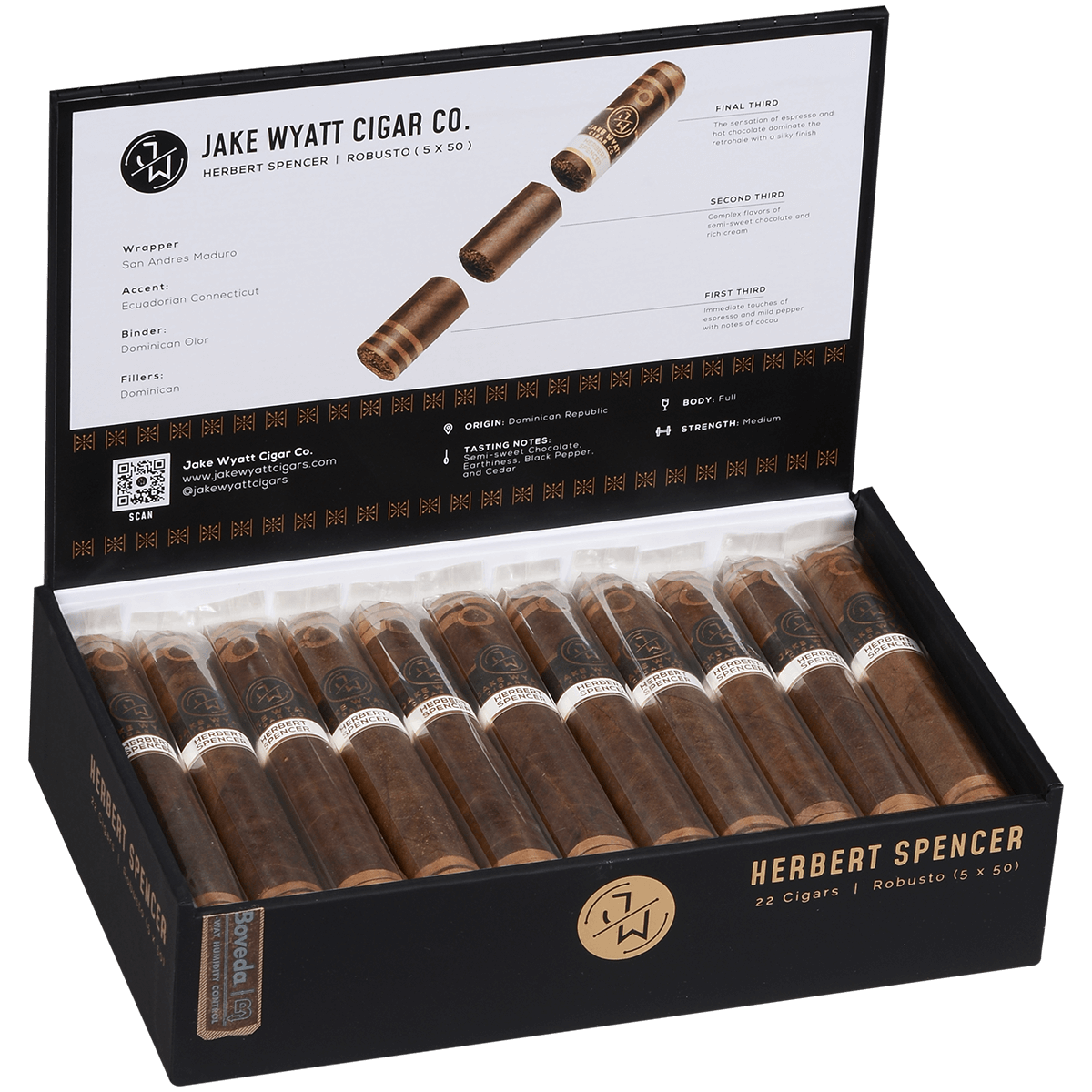 Jake Wyatt Gourmet Collection Herbert Spencer Robusto Maduro 22 Ct. Box 5.00X50
