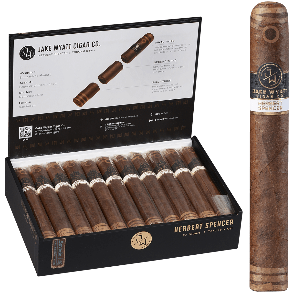 Jake Wyatt Gourmet Collection Herbert Spencer Toro Maduro 22 Ct. Box 6.00X54