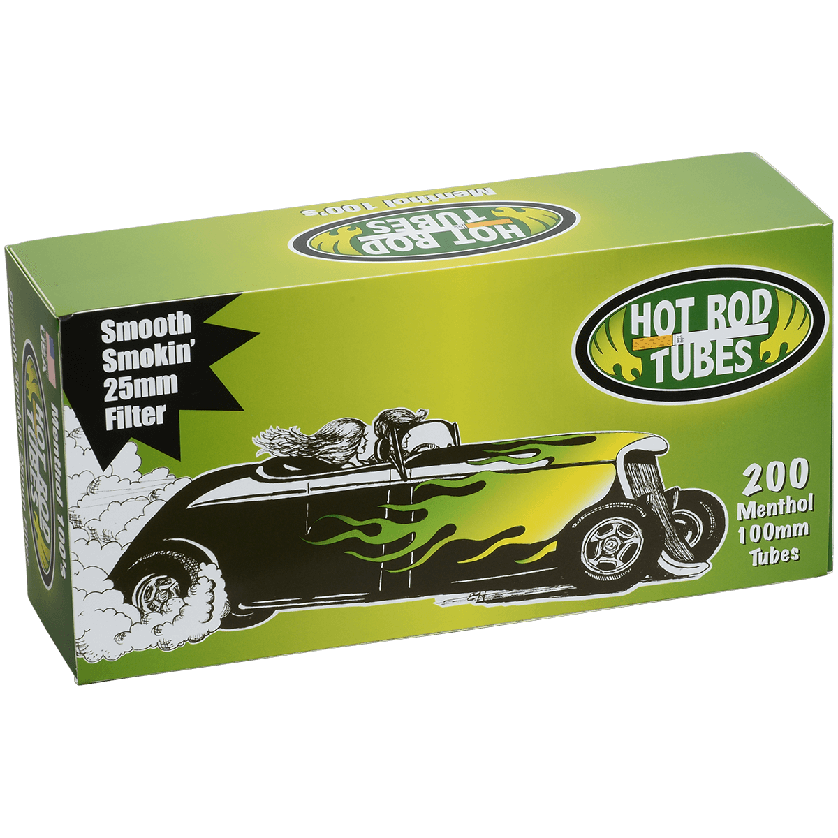 Cigarette Tubes Hot Rod Menthol 100Mm 200 Ct. Box