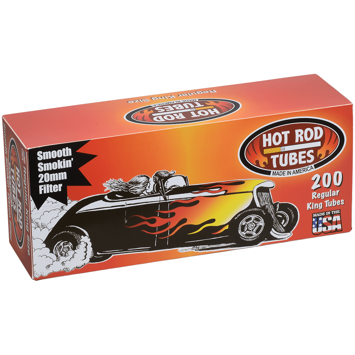 Cigarette Tubes Hot Rod Regular King Size 20Mm 200 Ct. Box