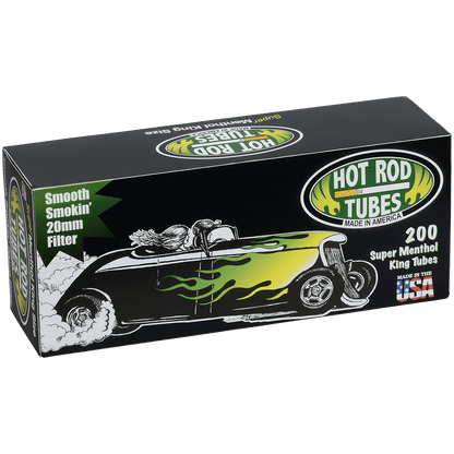 Cigarette Tubes Hot Rod Super Menthol King Size 20Mm 200 Ct. Box