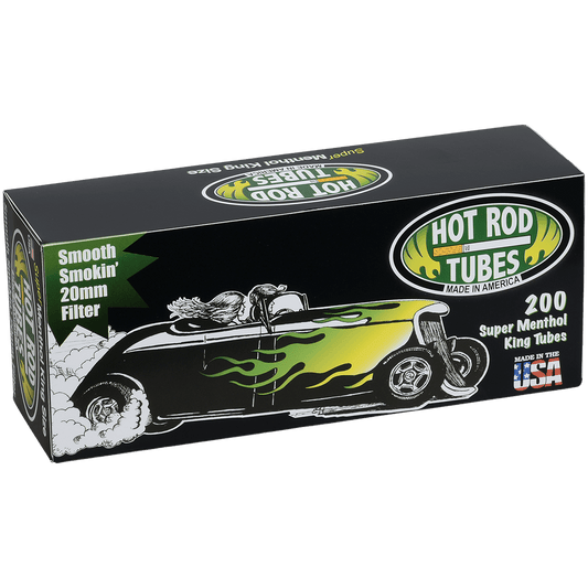 Cigarette Tubes Hot Rod Super Menthol King Size 20Mm 200 Ct. Box