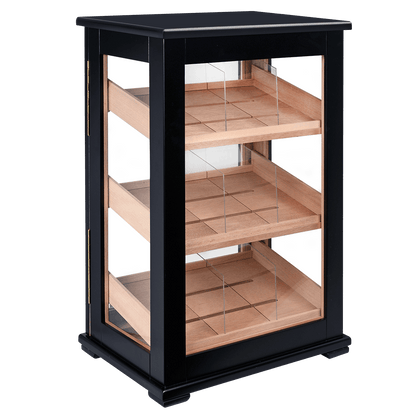 Humidor Havana Bay Matte Black Counter Top 180 Ct. 15" X 11" X 23"