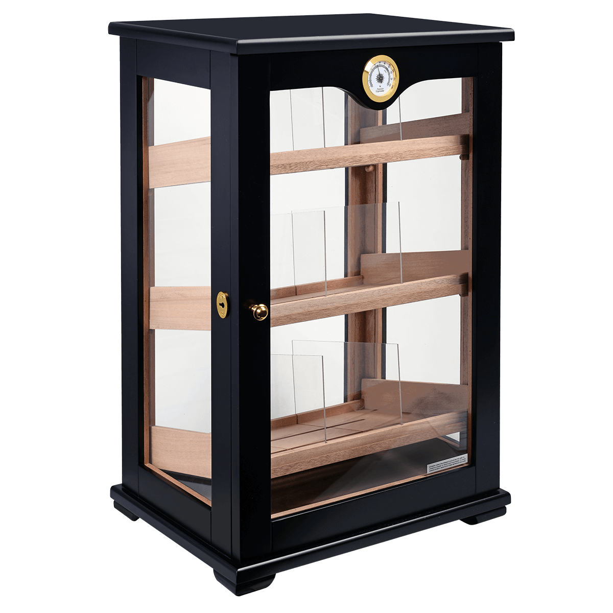 Humidor Havana Bay Matte Black Counter Top 180 Ct. 15" X 11" X 23"