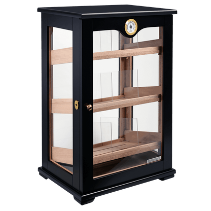 Humidor Havana Bay Matte Black Counter Top 180 Ct. 15" X 11" X 23"