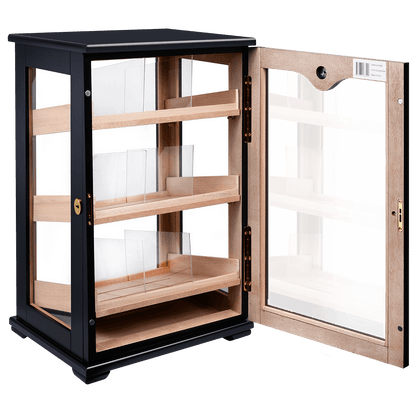 Humidor Havana Bay Matte Black Counter Top 180 Ct. 15" X 11" X 23"