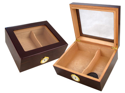 Humidor Capri Mahogany Glass Top 25-50 Ct. 10 5 16 X 8 3 4 X 4"