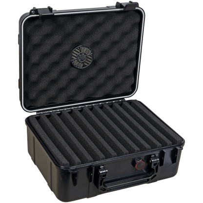 Humidor Travel Cigar Caddy Black Sleek Matte Finish 12 1 4 X 10 1 4 X 5 3 8" 40 Ct.