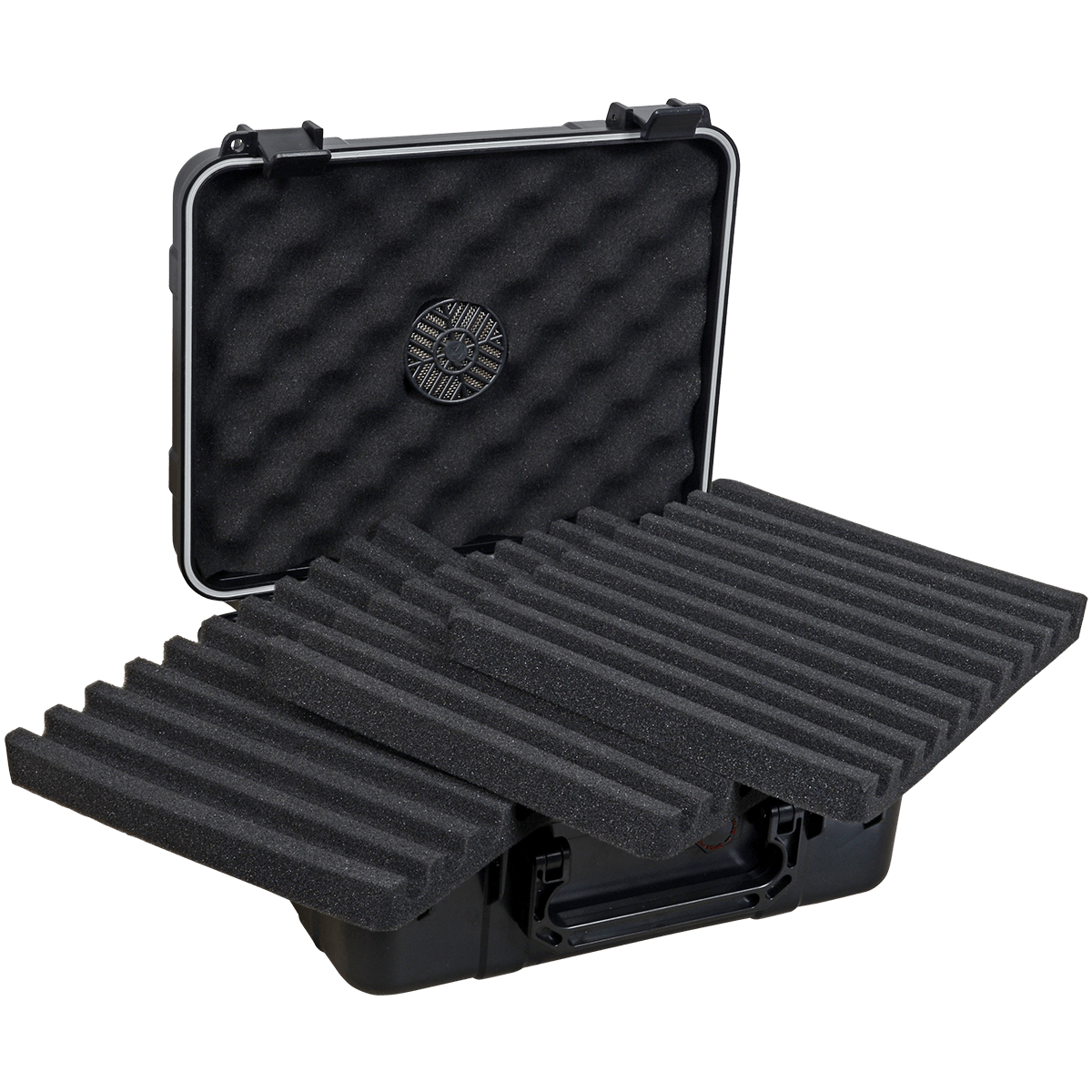Humidor Travel Cigar Caddy Black Sleek Matte Finish 12 1 4 X 10 1 4 X 5 3 8" 40 Ct.