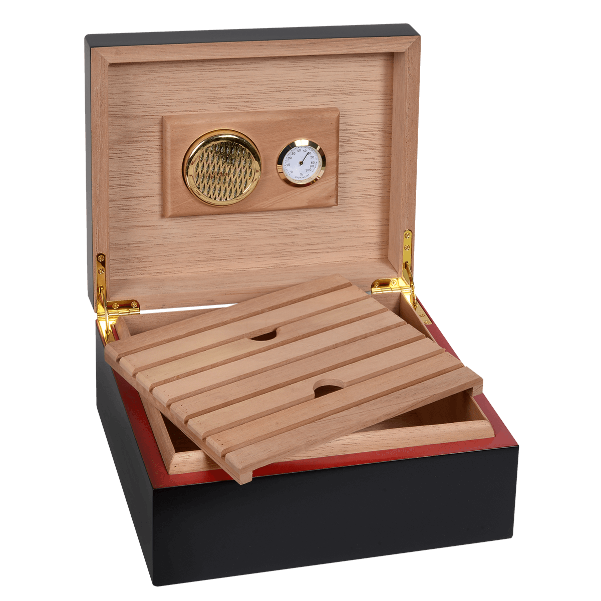 Havana Bay Humidor Black With Red Lining